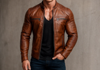 Urban Raider Brown Leather Biker Jacket