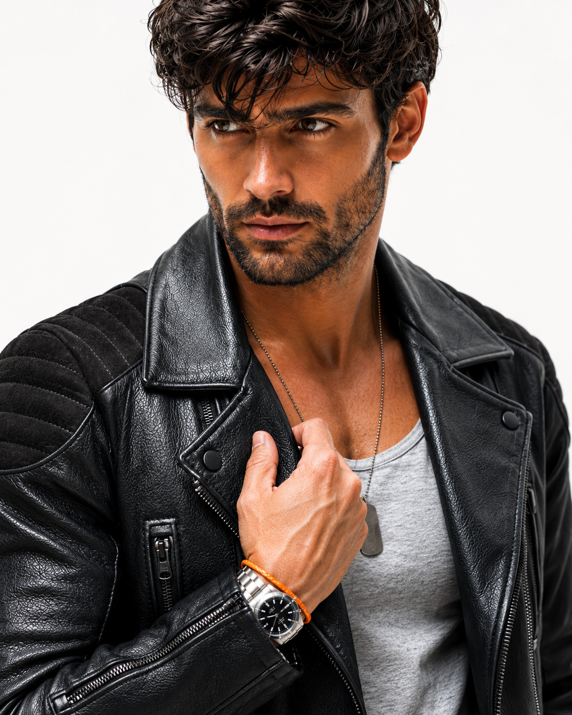 Raven Black Leather Biker Jacket
