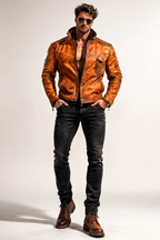 Cognac Burnished Leather Jacket – Dravenor by Daaran