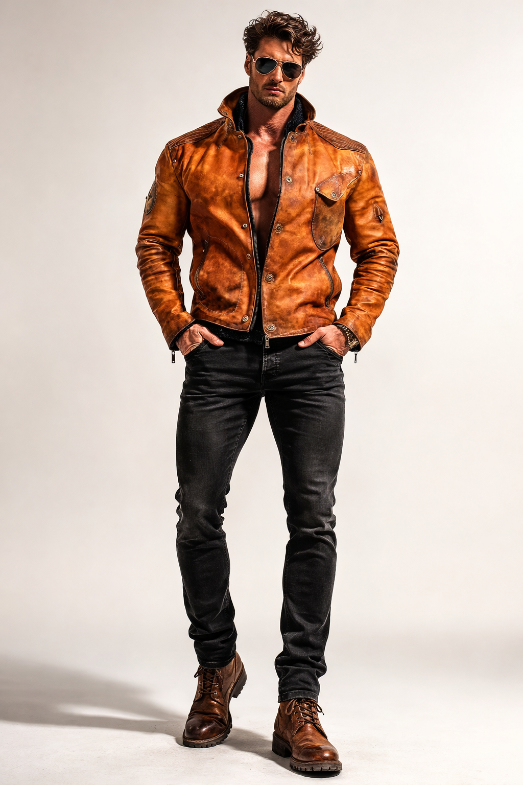 Cognac Burnished Leather Jacket – Dravenor by Daaran