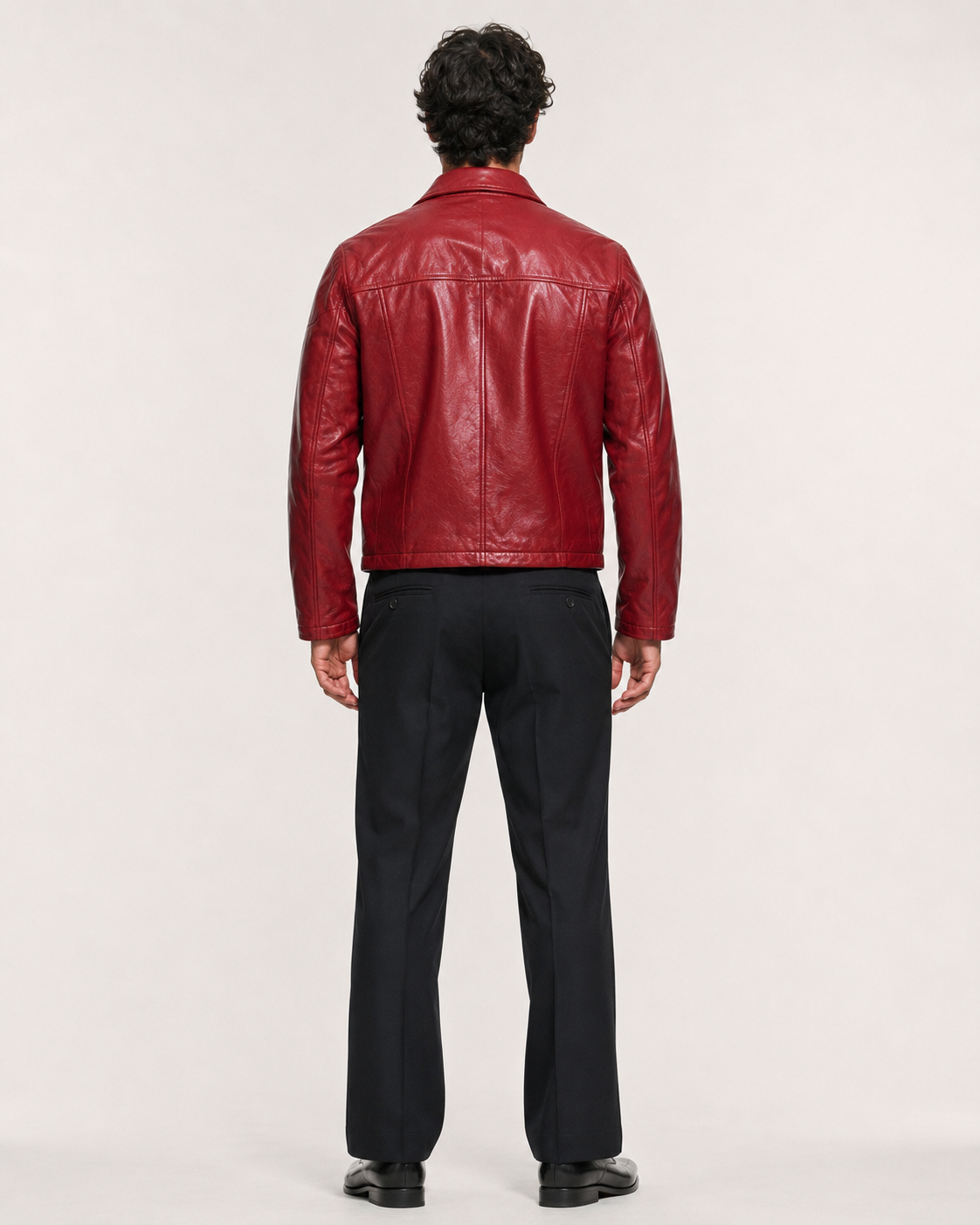 Men's Crimson Red Sheep Leather Jacket - Classic Fit: Daaran – interior lining view