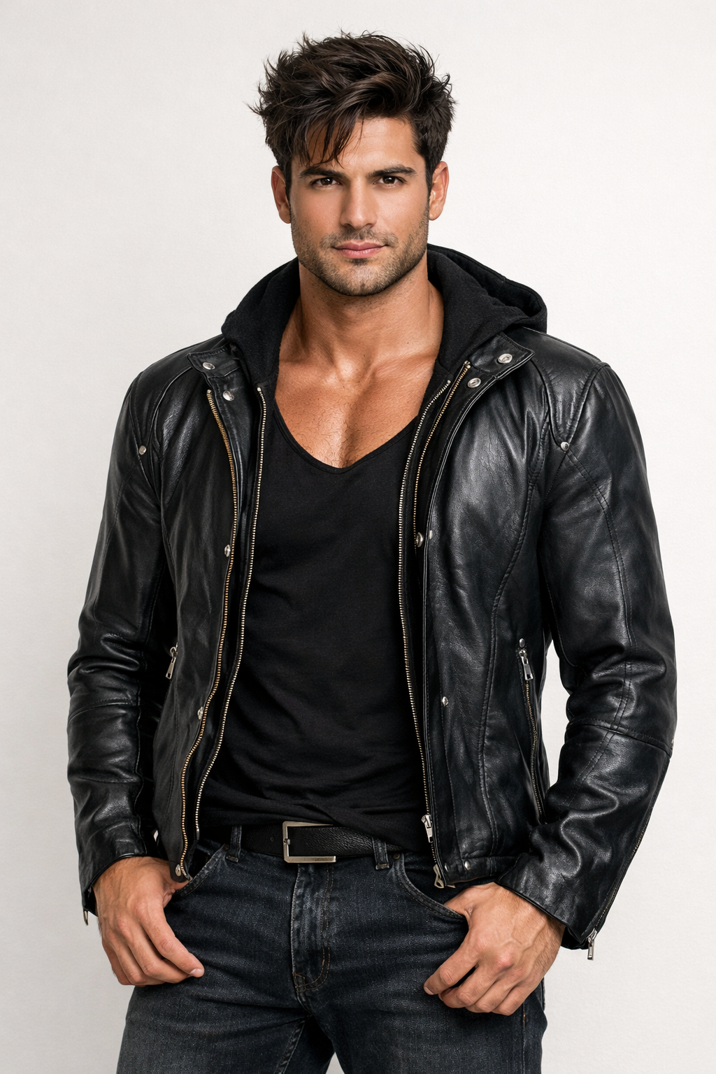 Midnight Rider Black Leather Moto Jacket