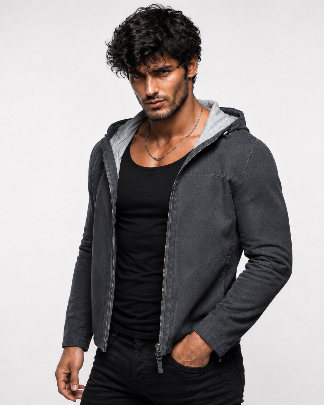 Elano Charcoal Gray Suede Leather Jacket