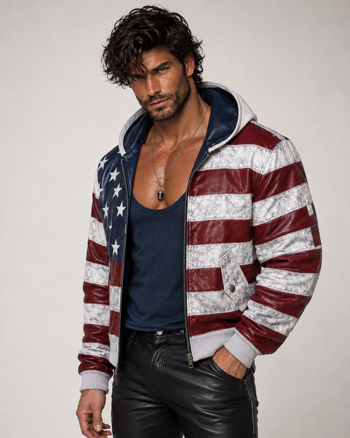 Distressed Sheep Leather Bomber Jacket – Daaran Keaton – back view