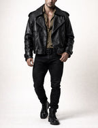 Vanta Black Cropped Leather Trench Jacket