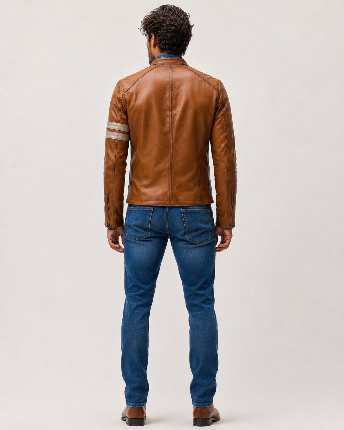 El Toro Tan Leather Café Racer Jacket | Daaran – three-quarter view
