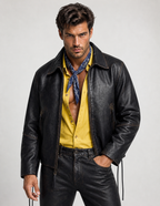 Velkar Distressed Black Sheepskin Leather Jacket