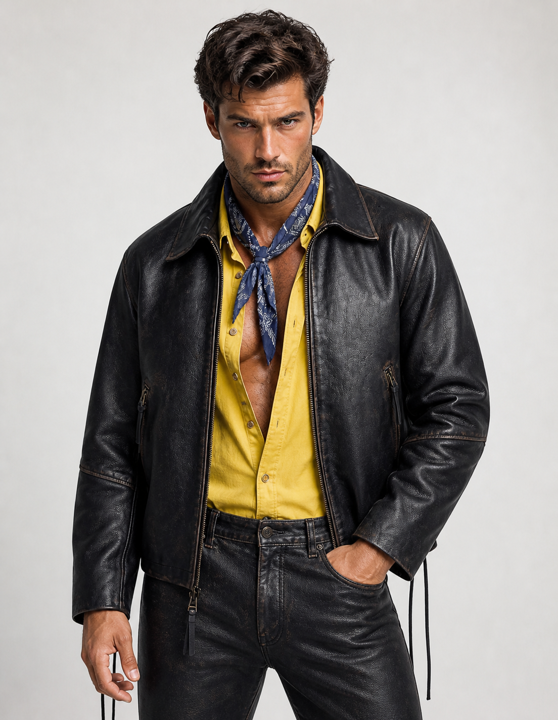 Velkar Distressed Black Sheepskin Leather Jacket