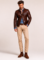 Brown Genuine Sheep Leather Jacket for Men - Daaran Wanderer