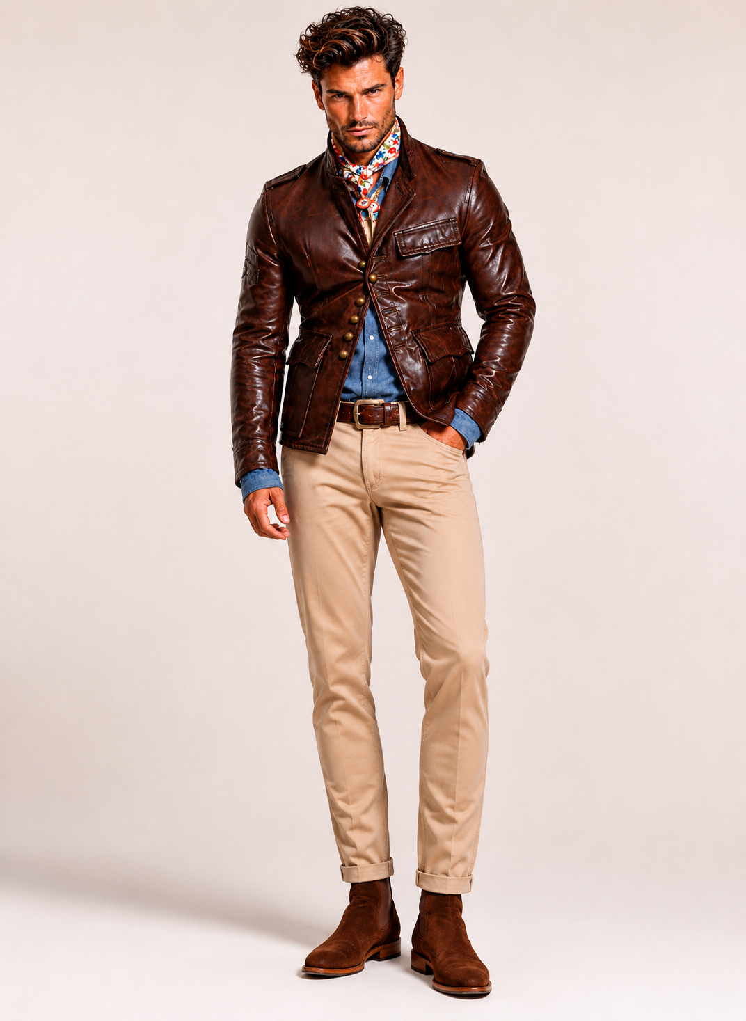 Brown Genuine Sheep Leather Jacket for Men - Daaran Wanderer