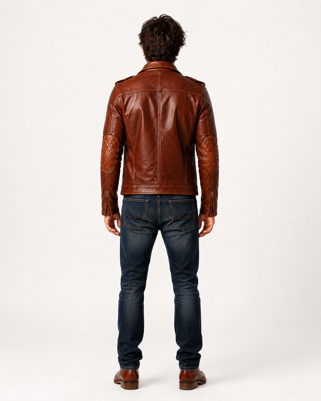 Burnt Saddle Cognac Brown Leather Café Racer Jacket
