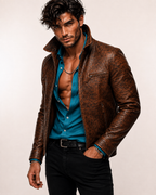 Talon Ridge Distressed Brown Leather Jacket