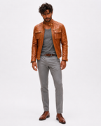Vanguard Camel Leather Moto Jacket