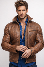 Talon Ridge Distressed Brown Leather Jacket