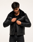 Obsidian Reign Black Leather Shearling Jacket
