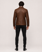 Cognac Brown Suede Leather Blazer – VEYNOR | Daaran – interior lining view