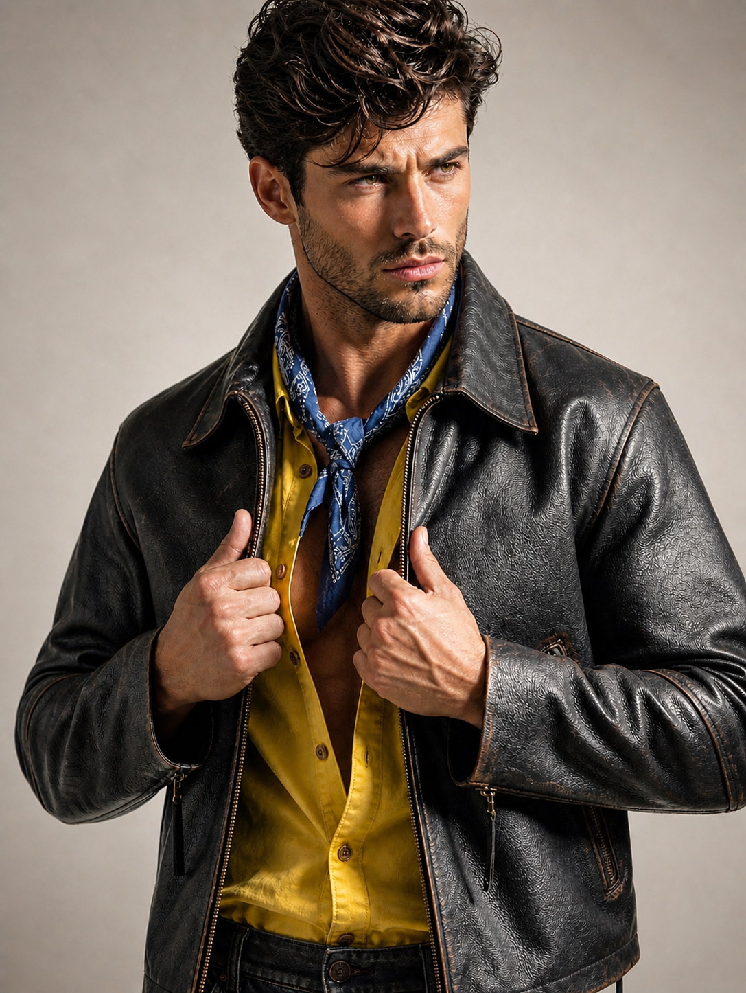 Velkar Distressed Black Sheepskin Leather Jacket
