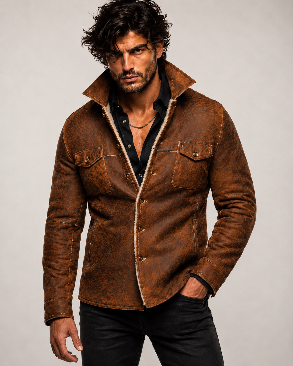 RustRidge Distressed Brown Suede Leather Jacket