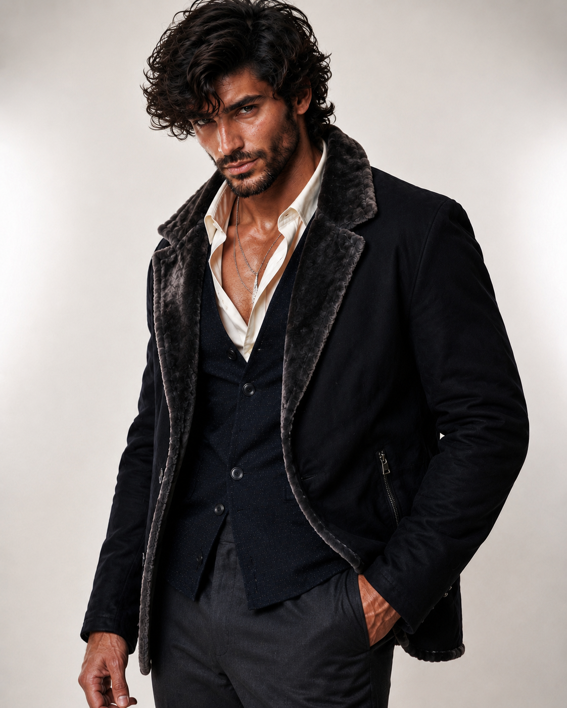 Vintage Brown Sheep Leather Western Jacket – Trailblazer | Daaran – back view