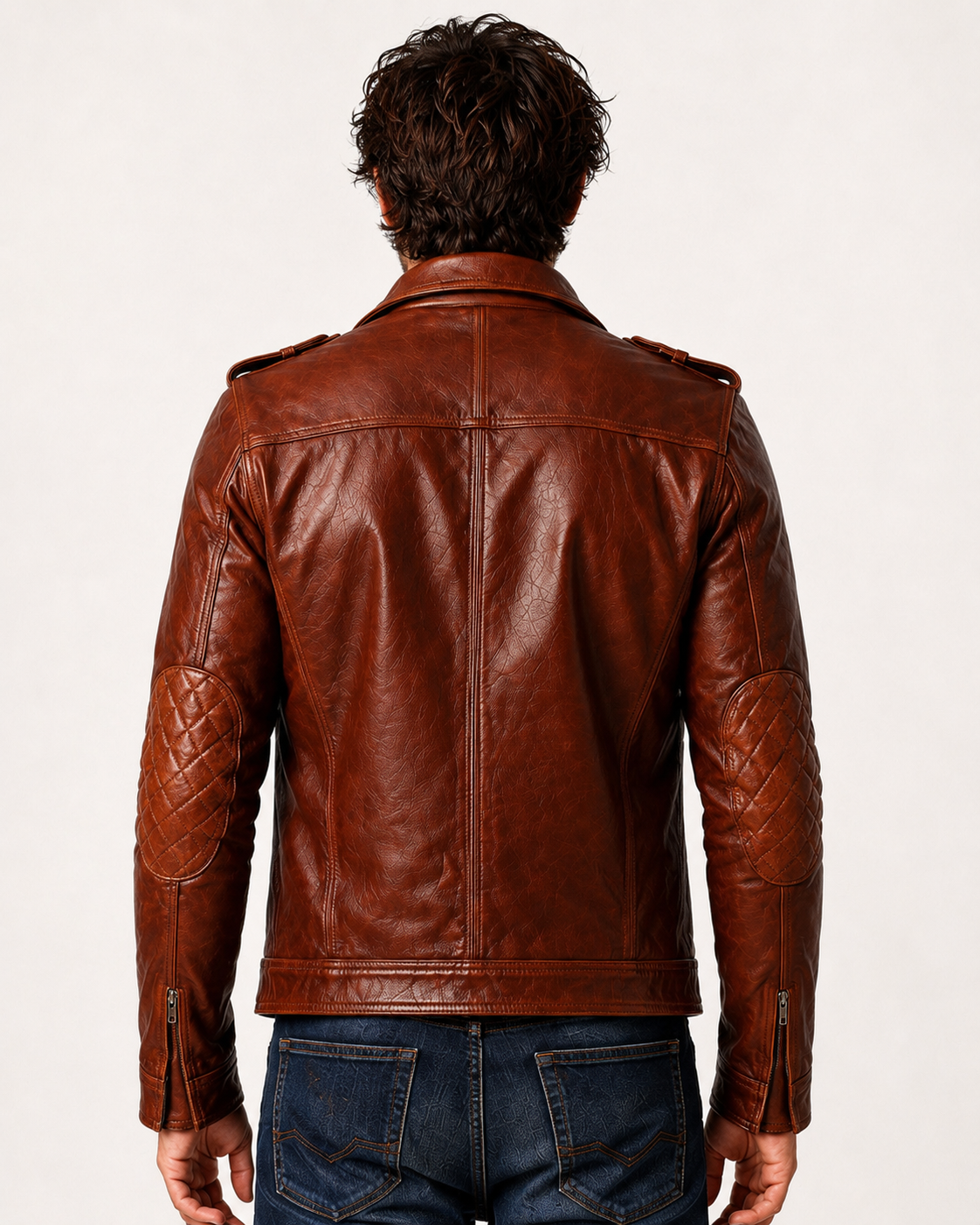 Burnt Saddle Cognac Brown Leather Café Racer Jacket
