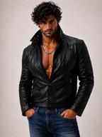 Urban Valor Black Leather Biker Jacket