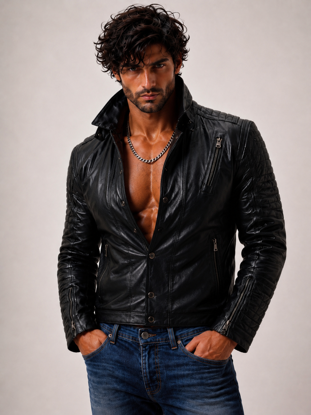 Urban Valor Black Leather Biker Jacket