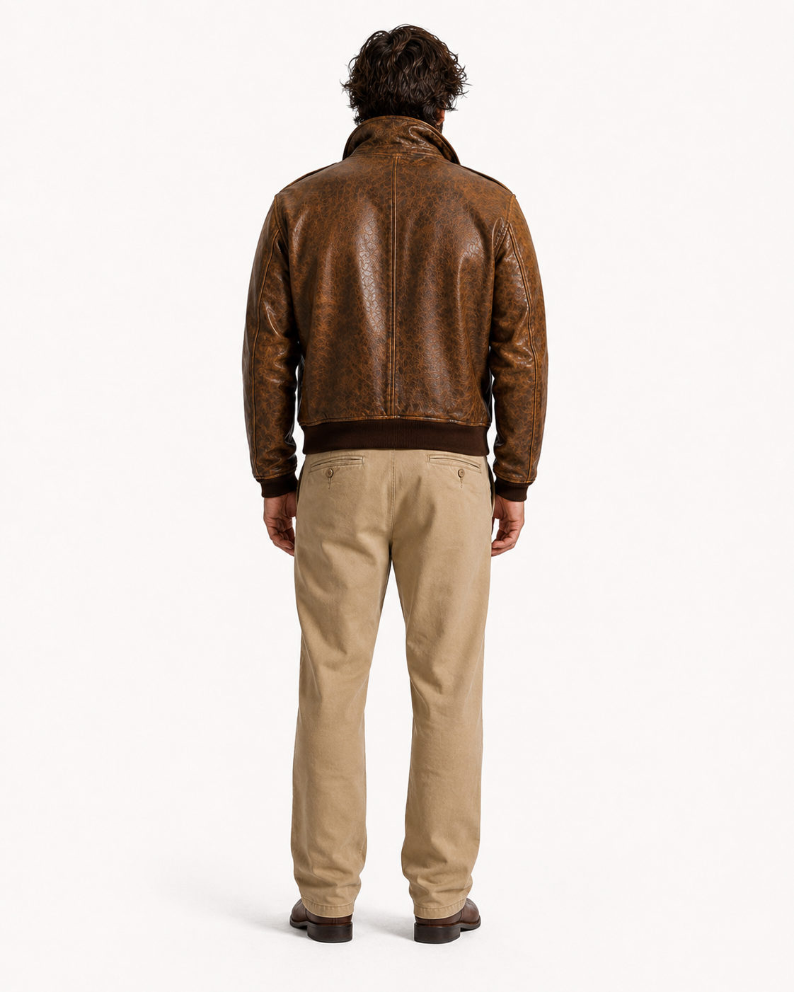 Bronze Outlaw Distressed Brown Leather Bomber Jacket