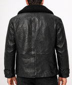 Hudson Black Leather Peacoat Jacket