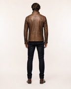 Men's Brown Sheep Leather Blazer: Vintage Slim Fit Jacket | Daaran – interior lining view