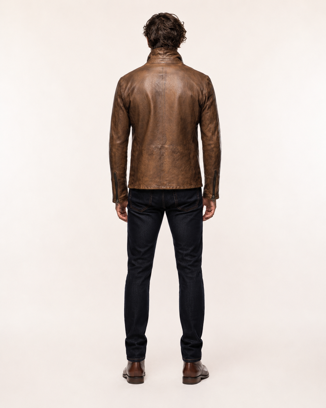 Men's Brown Sheep Leather Blazer: Vintage Slim Fit Jacket | Daaran – interior lining view