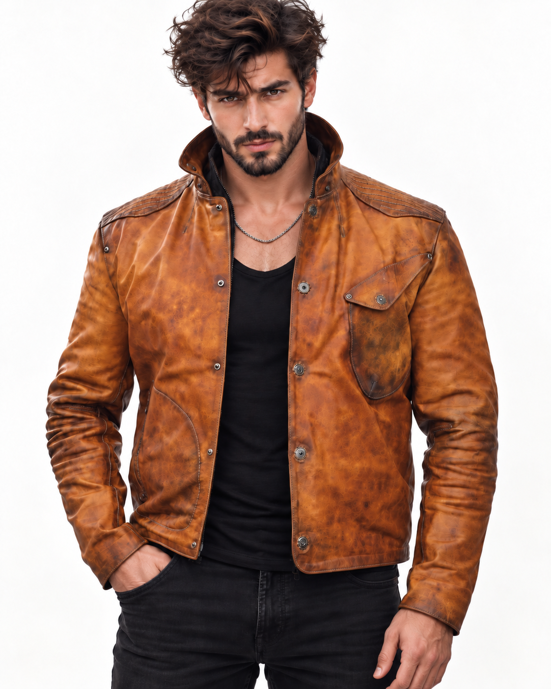 Dravenor by Daaran Cognac Burnished Leather Jacket