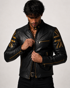 Men's Black Sheep Leather Bomber Jacket: Cropped Relaxed Fit | Daaran – interior lining view