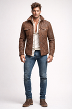 Monarch Winter Quilted Brown Leather Jacket