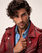 Urban Raider Distressed Red Leather Moto Jacket