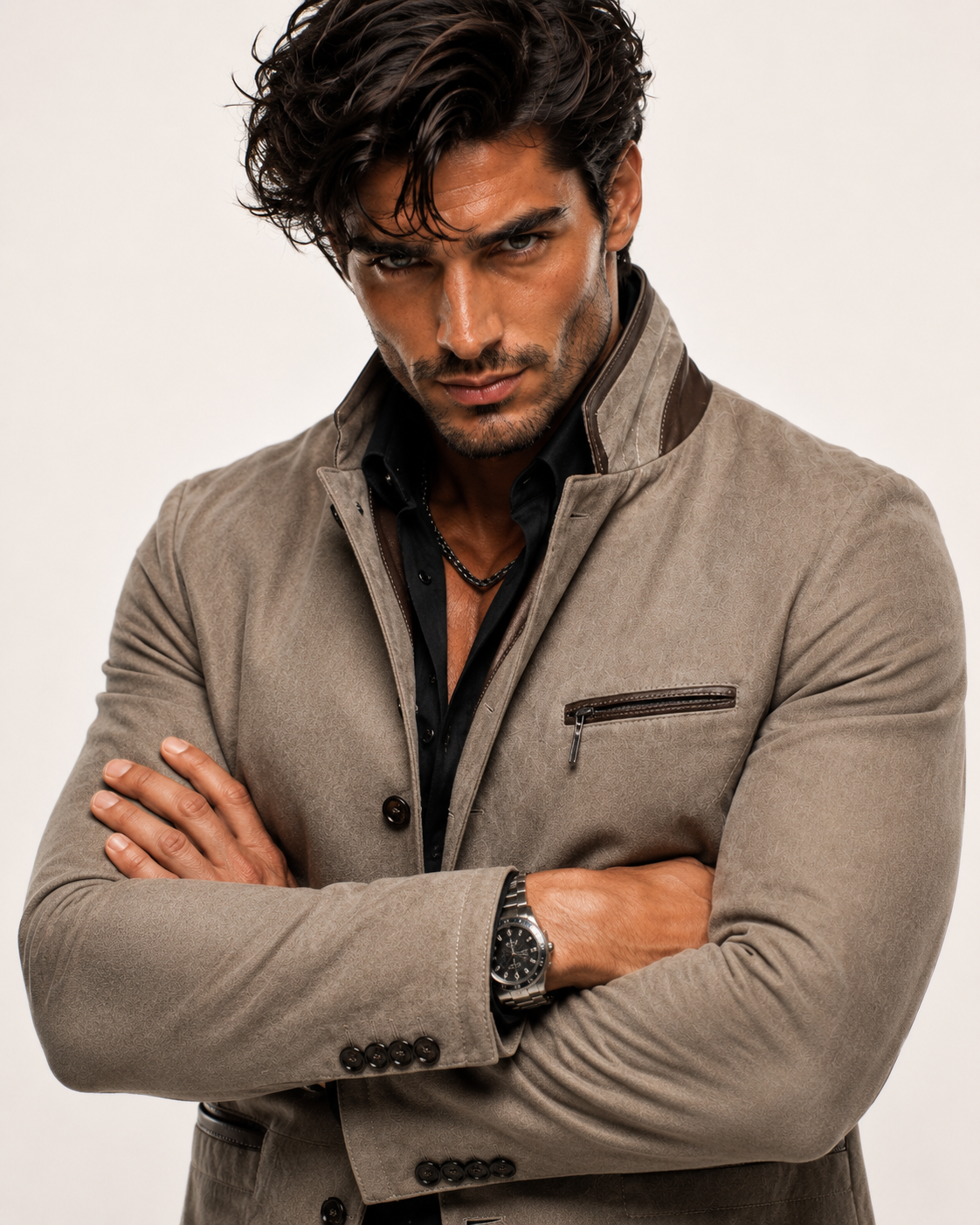 Sandsworn Beige Suede Blazer Leather Jacket