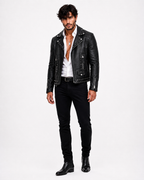 Midnight Rebel Black Leather Biker Jacket