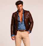 Brown Genuine Sheep Leather Jacket for Men - Daaran Wanderer