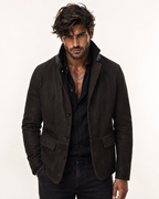 Black Suede Blazer Jacket – Daaran Savren – front view