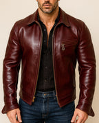 Ravvix Brown Leather Bomber Jacket