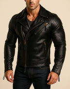 Axegrave Mahogany Brown Leather Biker Jacket