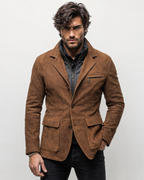 Caramel Brown Suede Blazer - Men's Tailored Sport Coat