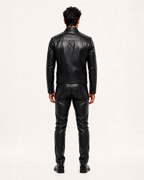 Carbon Axis Black Leather Biker Jacket