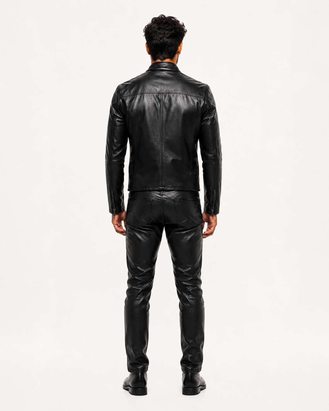 Carbon Axis Black Leather Biker Jacket
