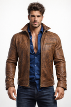 Talon Ridge Distressed Brown Leather Jacket