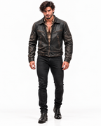 Darkstone Dark Brown Distressed Sheep Leather Jacket