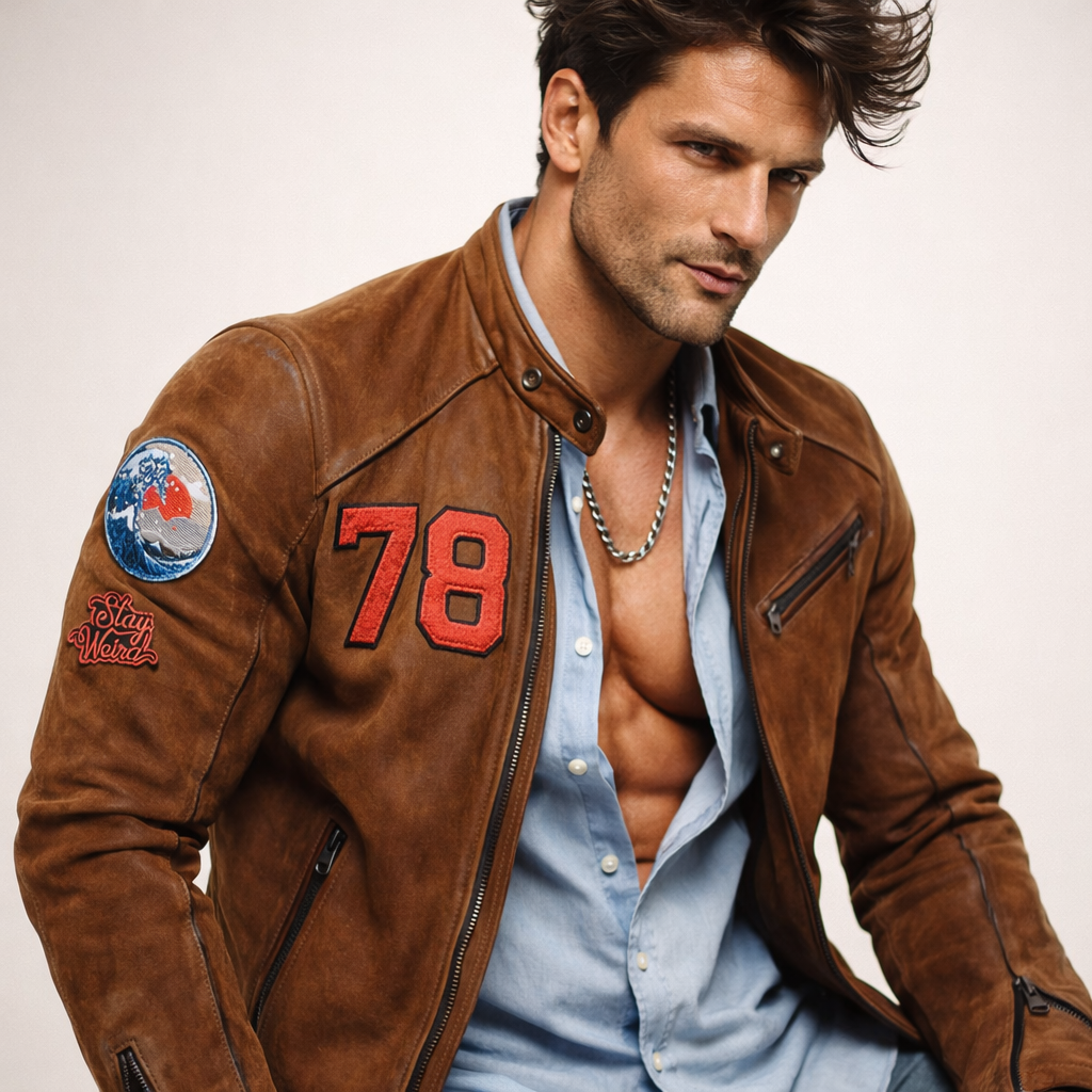 Daxton 78 Distressed Tan Suede Moto Jacket