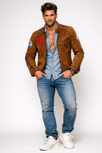 Daxton 78 Distressed Tan Suede Moto Jacket