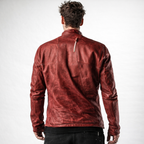 Red Distressed Moto Leather Jacket – Genuine Sheep Leather Slim Fit | Rovek by Daaran