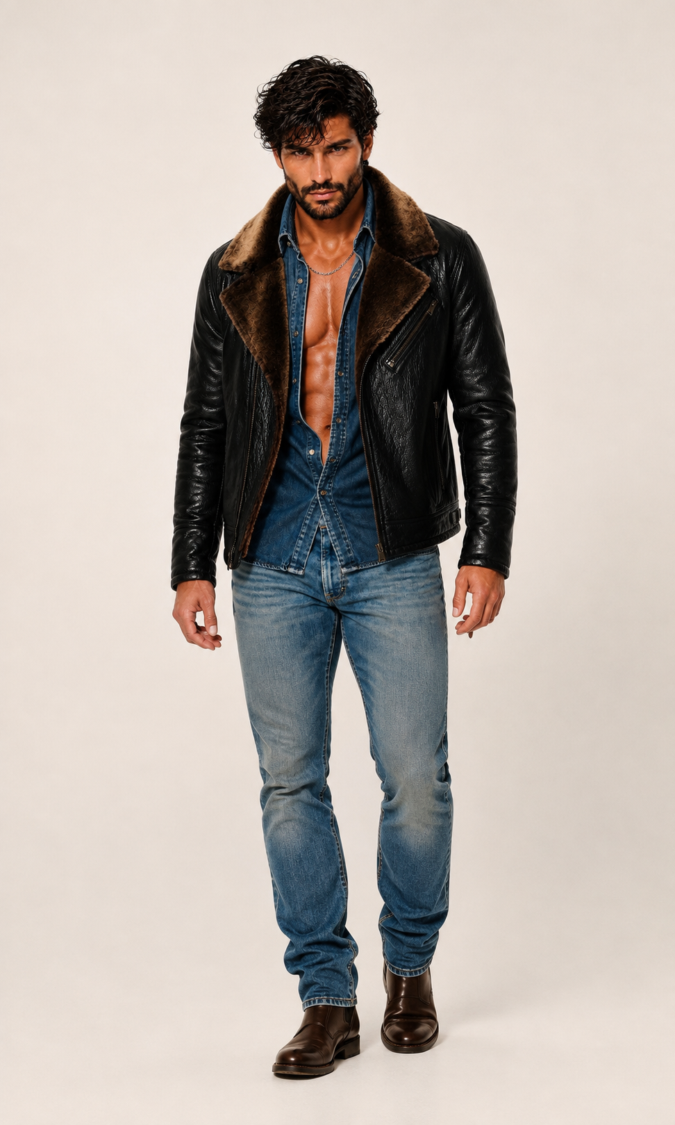 Dark Brown Shearling Aviator Jacket – Ravenline
