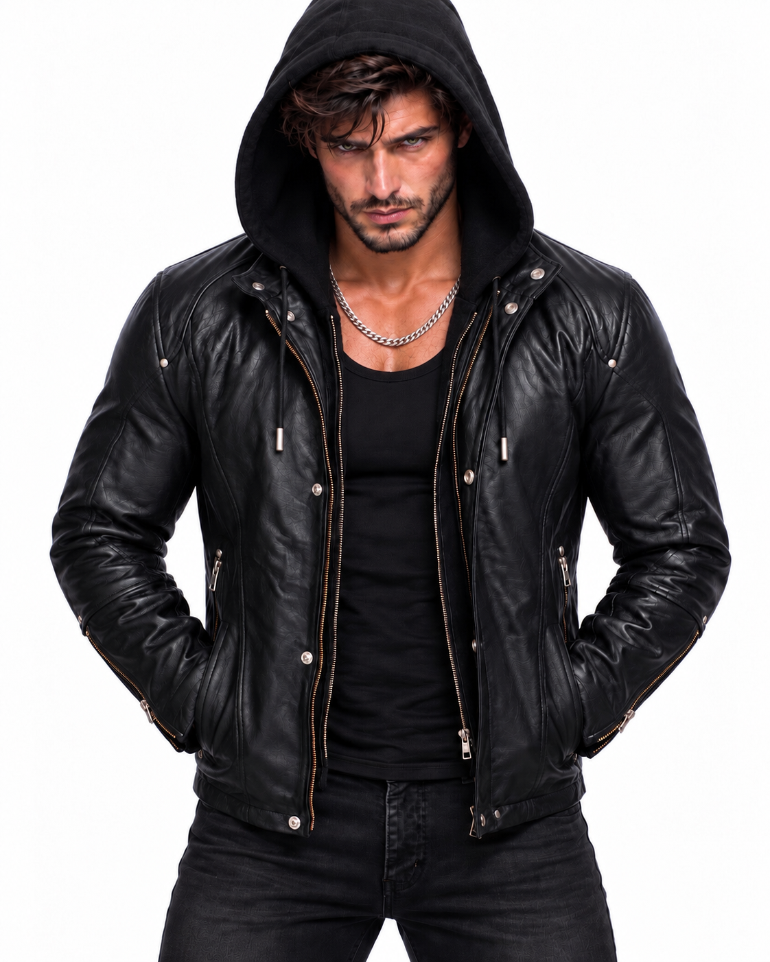 Midnight Rider Black Leather Moto Jacket